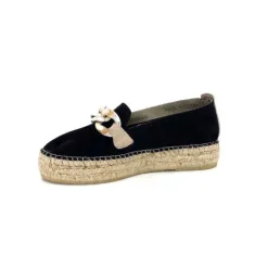 Ivoire0586a Ivoire D107807 Daim Noir*Femme Espadrilles