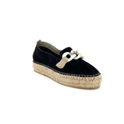 Ivoire0586a Ivoire D107807 Daim Noir*Femme Espadrilles