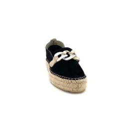 Ivoire0586a Ivoire D107807 Daim Noir*Femme Espadrilles