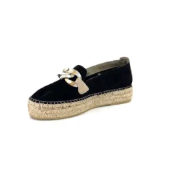 Ivoire0586a Ivoire D107807 Daim Noir*Femme Espadrilles