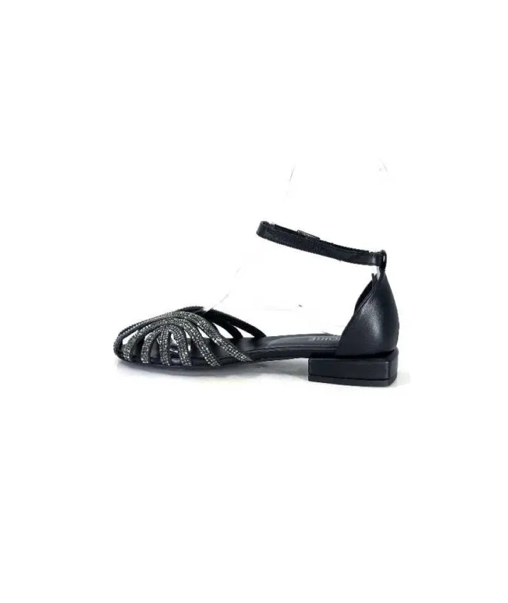 s.piero Ivoire E35.018 Cuir Noir*Femme Sandales