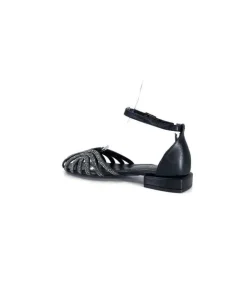 s.piero Ivoire E35.018 Cuir Noir*Femme Sandales