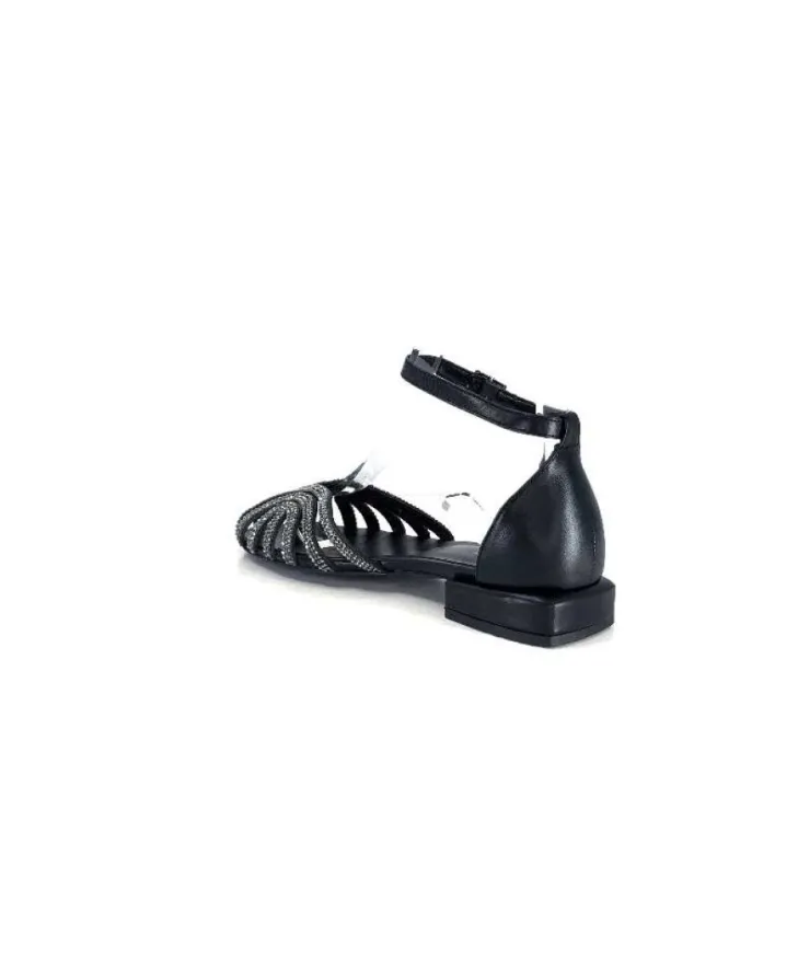 s.piero Ivoire E35.018 Cuir Noir*Femme Sandales