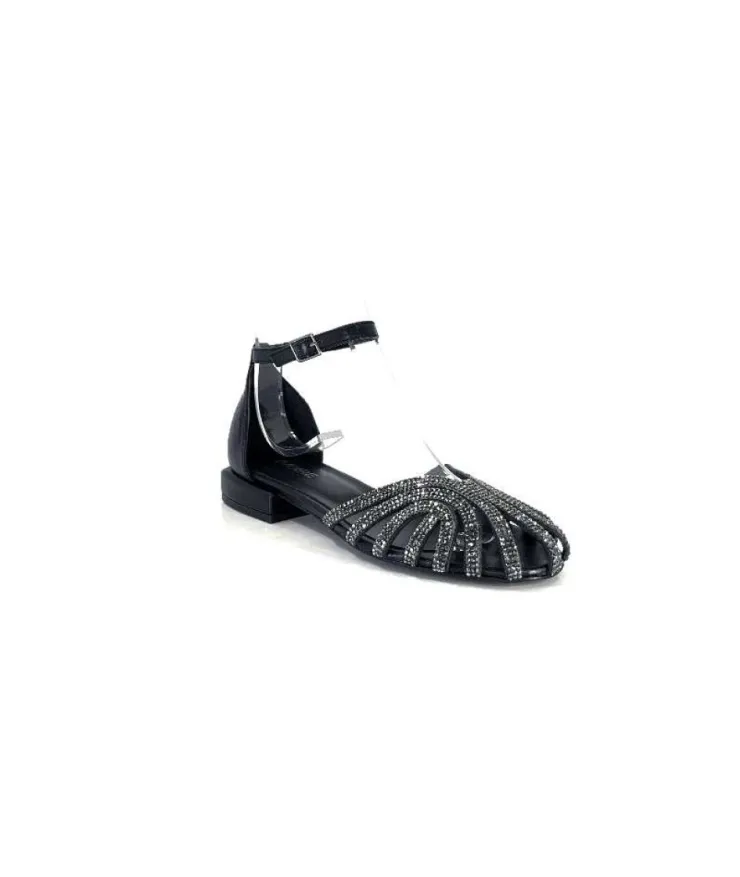 s.piero Ivoire E35.018 Cuir Noir*Femme Sandales