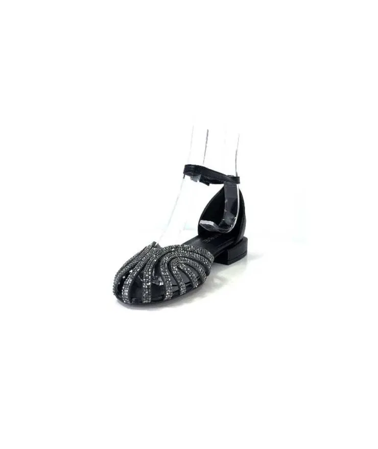s.piero Ivoire E35.018 Cuir Noir*Femme Sandales