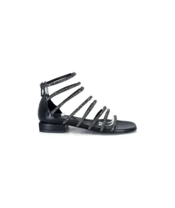 s.piero Ivoire E35.008 Cuir Noir Strass*Femme Sandales