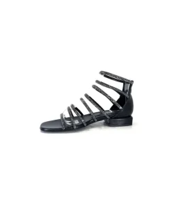 s.piero Ivoire E35.008 Cuir Noir Strass*Femme Sandales