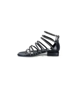 s.piero Ivoire E35.008 Cuir Noir Strass*Femme Sandales