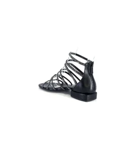 s.piero Ivoire E35.008 Cuir Noir Strass*Femme Sandales