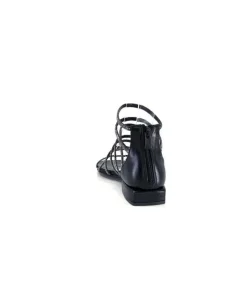 s.piero Ivoire E35.008 Cuir Noir Strass*Femme Sandales