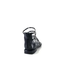 s.piero Ivoire E35.008 Cuir Noir Strass*Femme Sandales