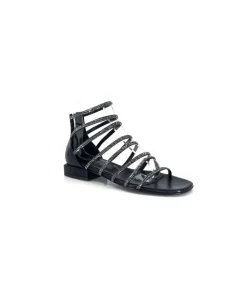 s.piero Ivoire E35.008 Cuir Noir Strass*Femme Sandales