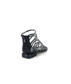 s.piero Ivoire E35.008 Cuir Noir Strass*Femme Sandales