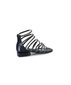 s.piero Ivoire E35.008 Cuir Noir Strass*Femme Sandales