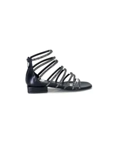 s.piero Ivoire E35.008 Cuir Noir Strass*Femme Sandales