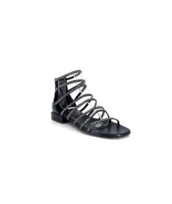 s.piero Ivoire E35.008 Cuir Noir Strass*Femme Sandales