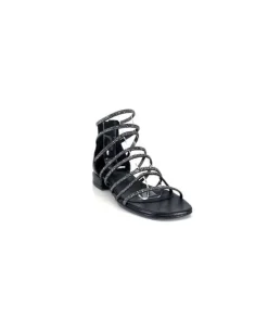 s.piero Ivoire E35.008 Cuir Noir Strass*Femme Sandales