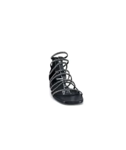 s.piero Ivoire E35.008 Cuir Noir Strass*Femme Sandales