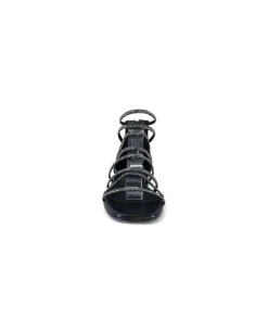 s.piero Ivoire E35.008 Cuir Noir Strass*Femme Sandales