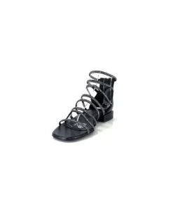 s.piero Ivoire E35.008 Cuir Noir Strass*Femme Sandales