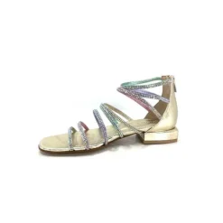 s.piero Ivoire E35.008 Cuir Or Strass Multi*Femme Sandales
