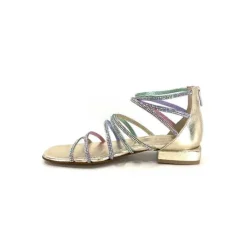 s.piero Ivoire E35.008 Cuir Or Strass Multi*Femme Sandales