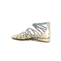 s.piero Ivoire E35.008 Cuir Or Strass Multi*Femme Sandales