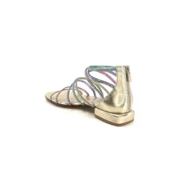 s.piero Ivoire E35.008 Cuir Or Strass Multi*Femme Sandales