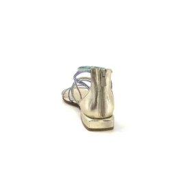 s.piero Ivoire E35.008 Cuir Or Strass Multi*Femme Sandales