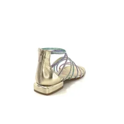 s.piero Ivoire E35.008 Cuir Or Strass Multi*Femme Sandales