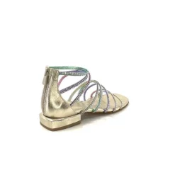 s.piero Ivoire E35.008 Cuir Or Strass Multi*Femme Sandales