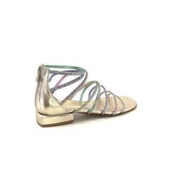 s.piero Ivoire E35.008 Cuir Or Strass Multi*Femme Sandales