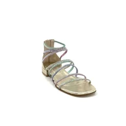 s.piero Ivoire E35.008 Cuir Or Strass Multi*Femme Sandales