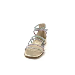 s.piero Ivoire E35.008 Cuir Or Strass Multi*Femme Sandales