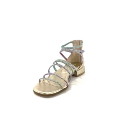 s.piero Ivoire E35.008 Cuir Or Strass Multi*Femme Sandales