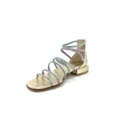 s.piero Ivoire E35.008 Cuir Or Strass Multi*Femme Sandales