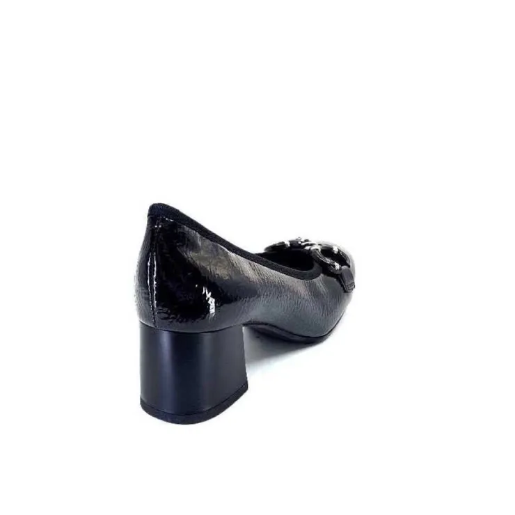 Ivoire0130a Ivoire 7E4906 Iv Cuir Vernis Noir*Femme Ballerines