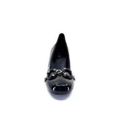 Ivoire0130a Ivoire 7E4906 Iv Cuir Vernis Noir*Femme Ballerines