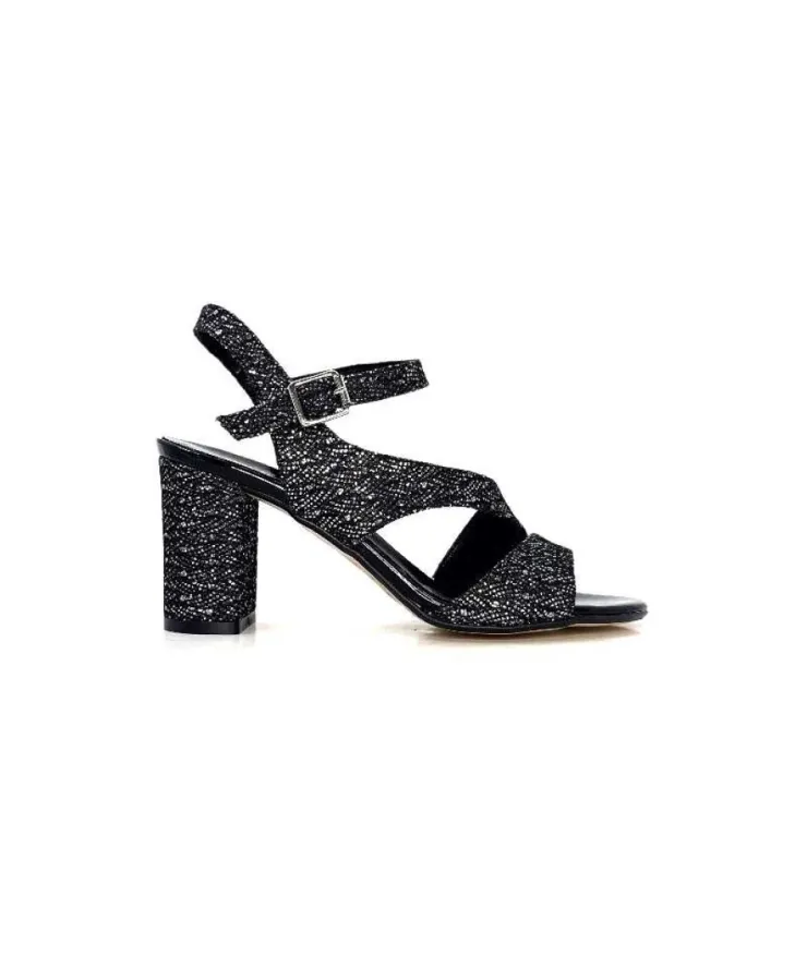 Ivoire0334 Ivoire F2215 Asia Textile Glitter Noir*Femme Sandales