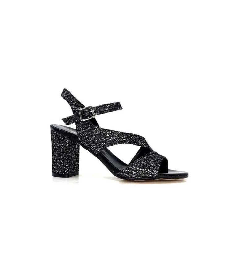 Ivoire0334 Ivoire F2215 Asia Textile Glitter Noir*Femme Sandales