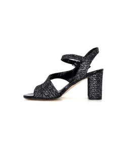 Ivoire0334 Ivoire F2215 Asia Textile Glitter Noir*Femme Sandales