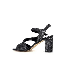 Ivoire0334 Ivoire F2215 Asia Textile Glitter Noir*Femme Sandales