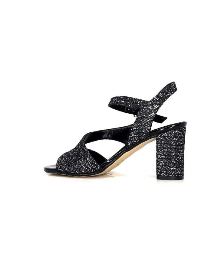 Ivoire0334 Ivoire F2215 Asia Textile Glitter Noir*Femme Sandales
