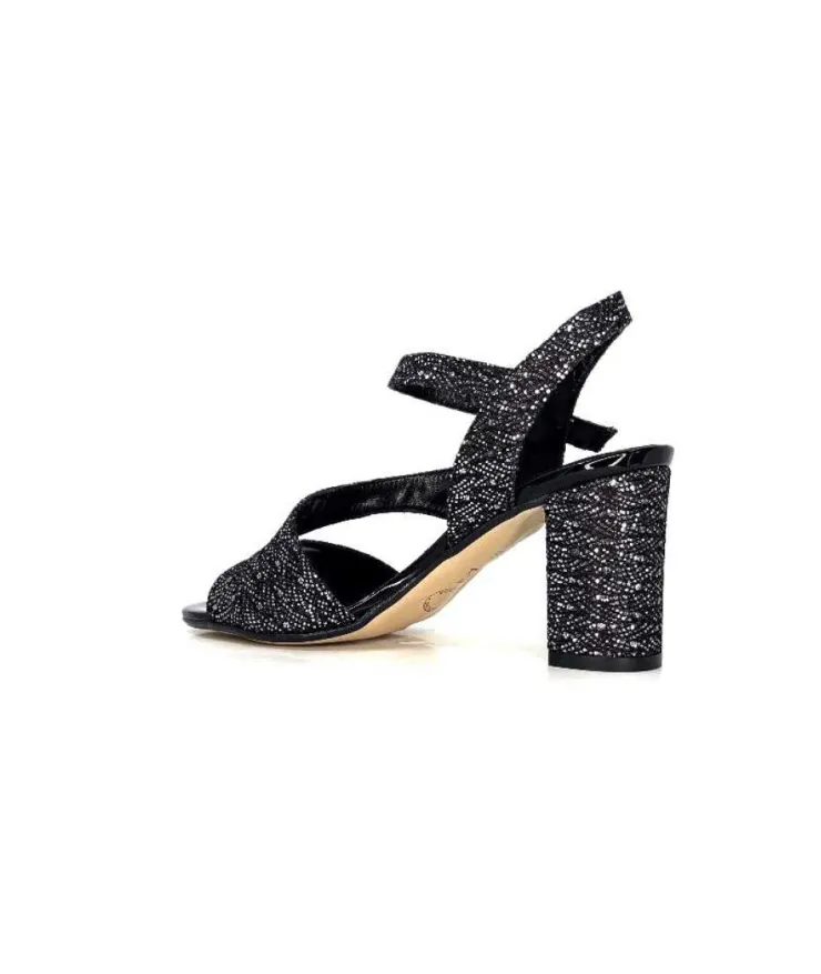 Ivoire0334 Ivoire F2215 Asia Textile Glitter Noir*Femme Sandales