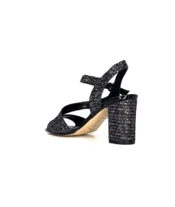Ivoire0334 Ivoire F2215 Asia Textile Glitter Noir*Femme Sandales