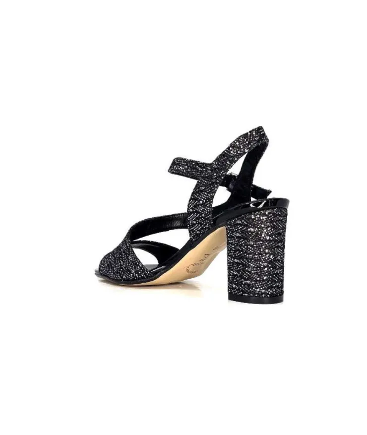 Ivoire0334 Ivoire F2215 Asia Textile Glitter Noir*Femme Sandales