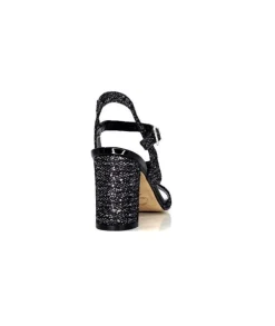 Ivoire0334 Ivoire F2215 Asia Textile Glitter Noir*Femme Sandales