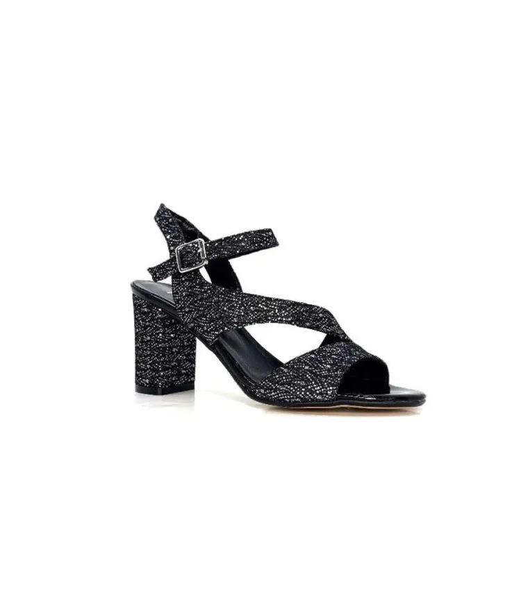 Ivoire0334 Ivoire F2215 Asia Textile Glitter Noir*Femme Sandales