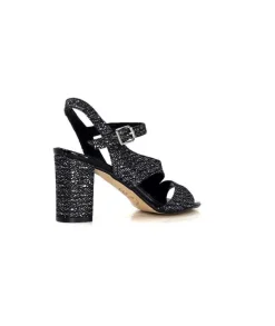 Ivoire0334 Ivoire F2215 Asia Textile Glitter Noir*Femme Sandales