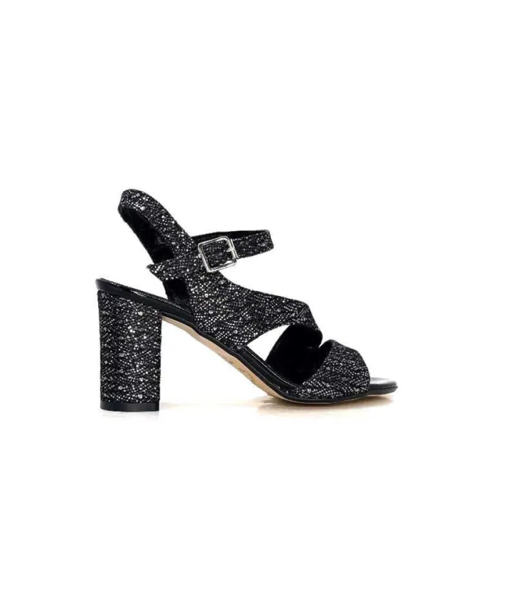 Ivoire0334 Ivoire F2215 Asia Textile Glitter Noir*Femme Sandales